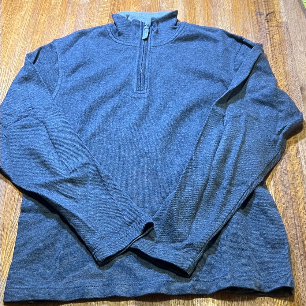 Old Navy Men Large Charcoal Quarter Zip Mock Collared Long Sleeve Pullover